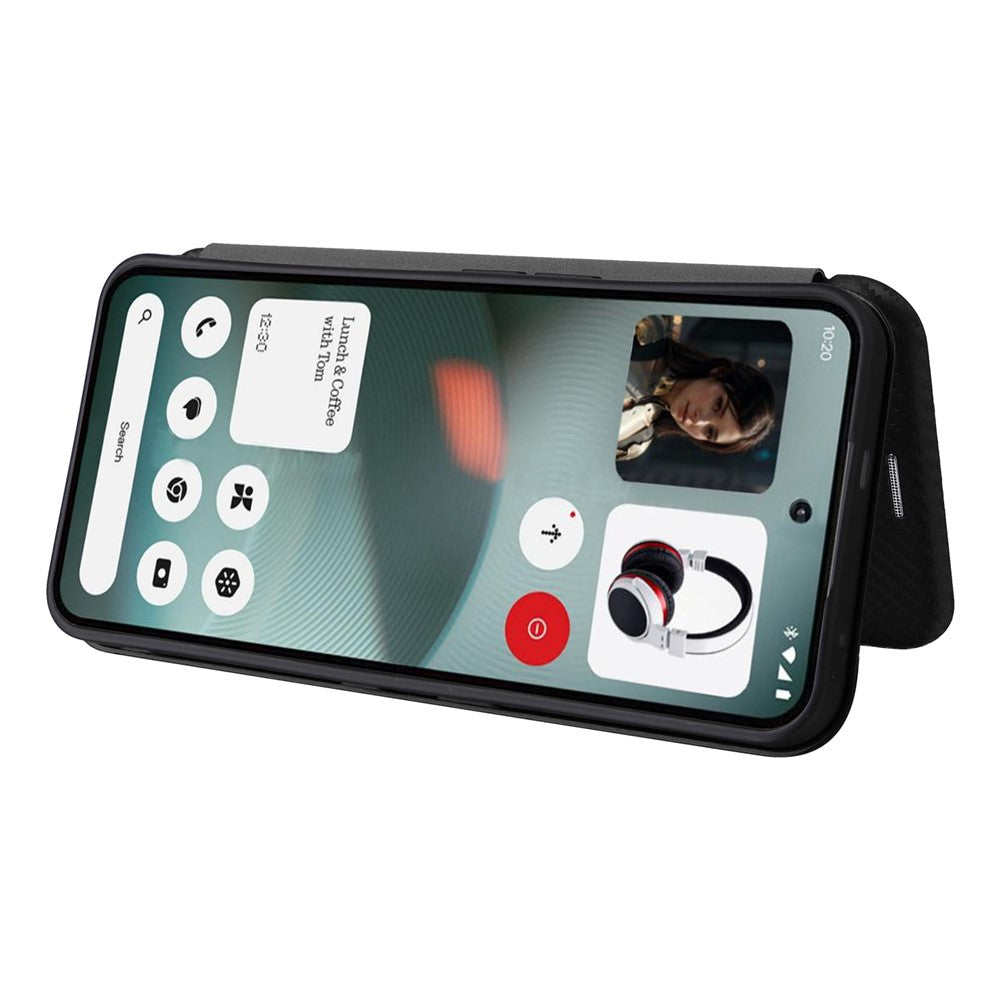 Nothing Phone (3) 5G Wallet-Handyhülle – Mit Carbonfaser-Textur, Kartenhalter, Lederständer