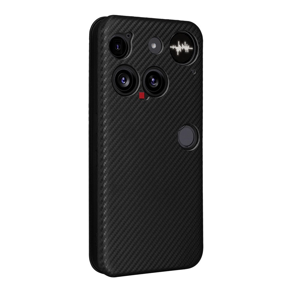 Nothing Phone (3) 5G Wallet-Handyhülle – Mit Carbonfaser-Textur, Kartenhalter, Lederständer