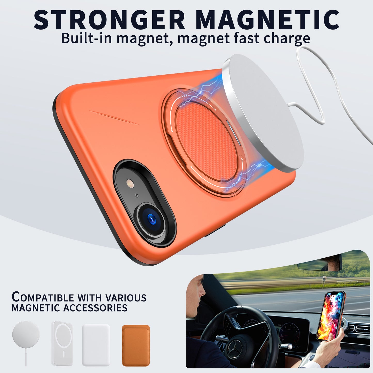 iPhone 16e Magnetische Hülle – mit drehbarem Ständer & elegantem Design