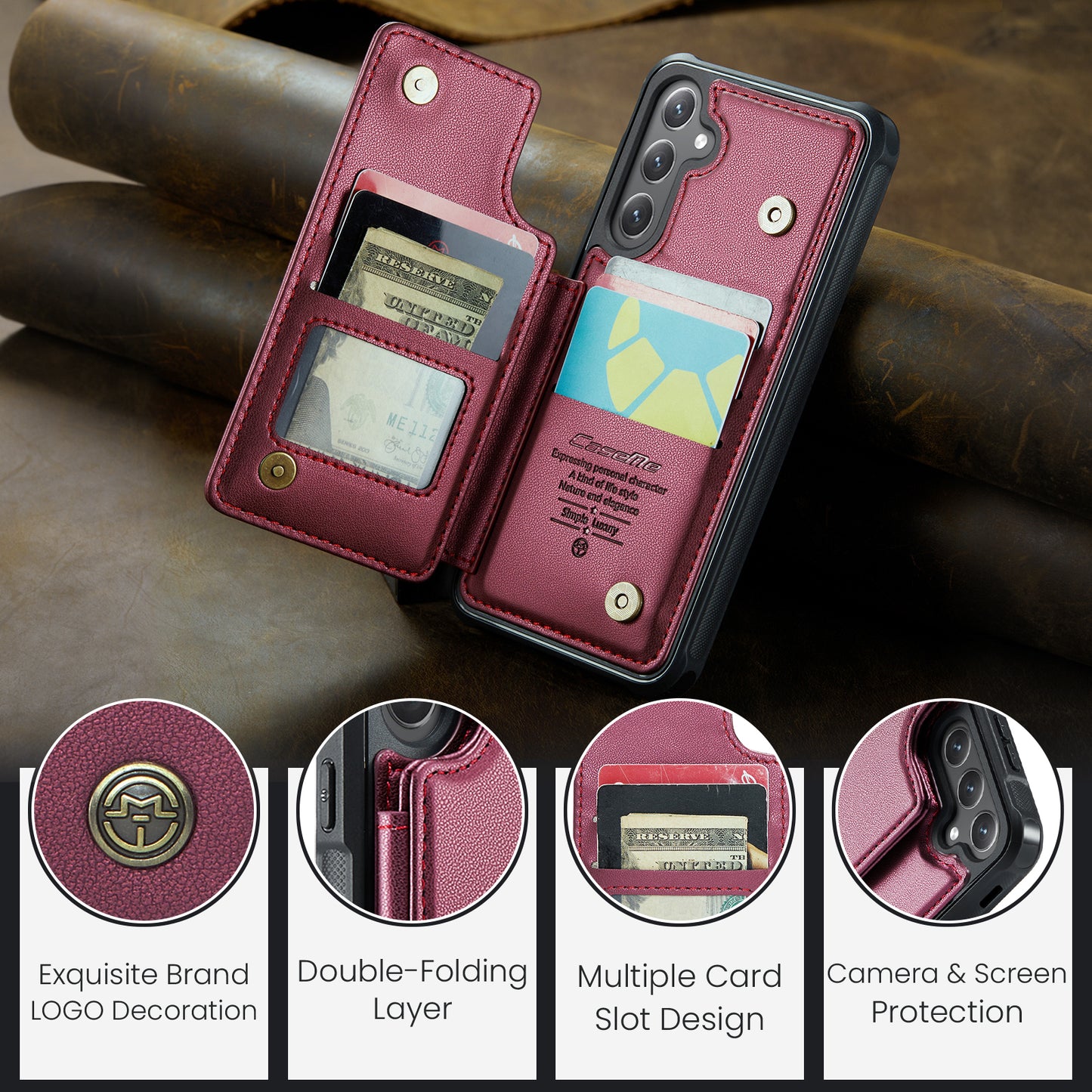 Galaxy S25 FE Faltbare Wallet-Hülle – RFID & 5 Kartenfächer