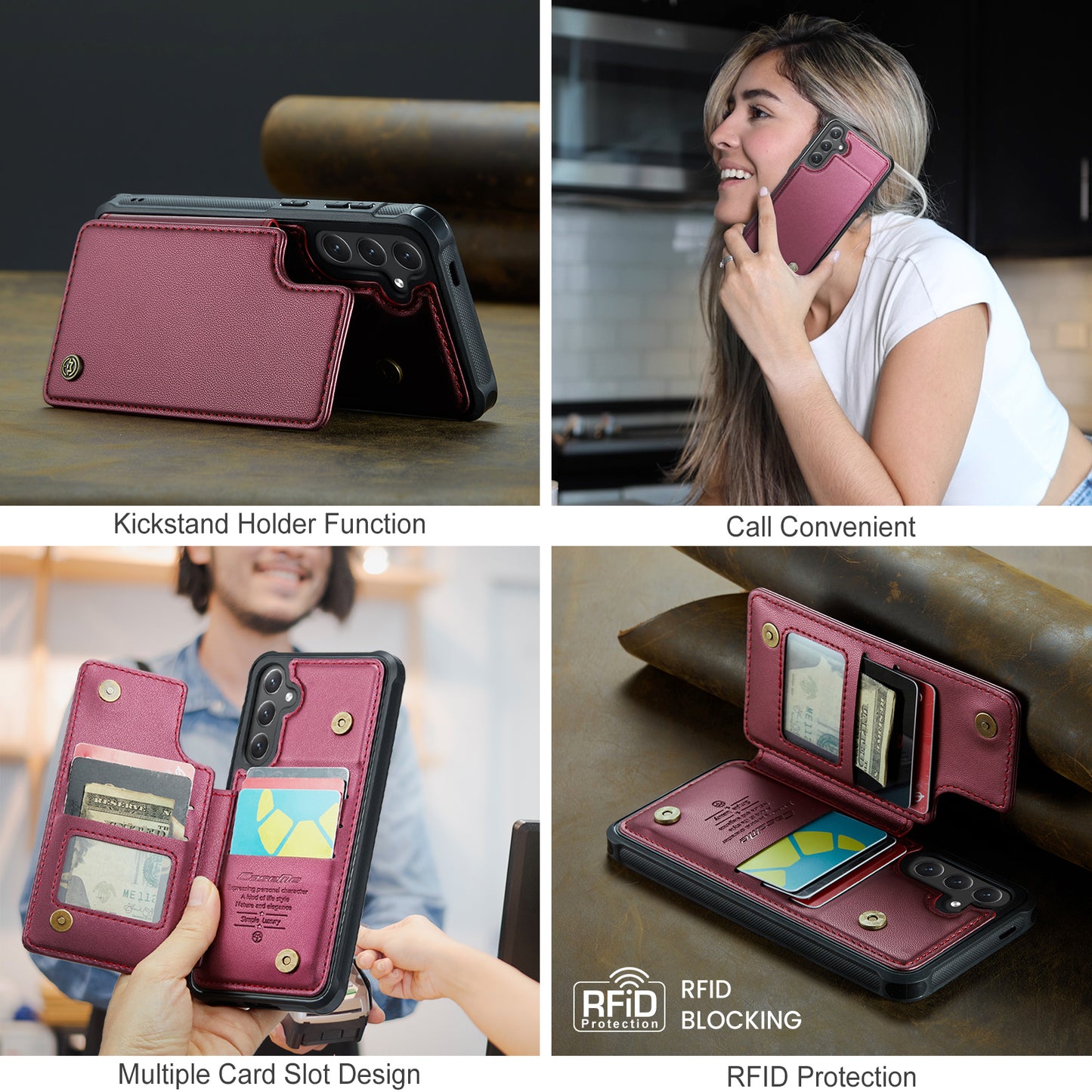 Galaxy S25 FE Faltbare Wallet-Hülle – RFID & 5 Kartenfächer