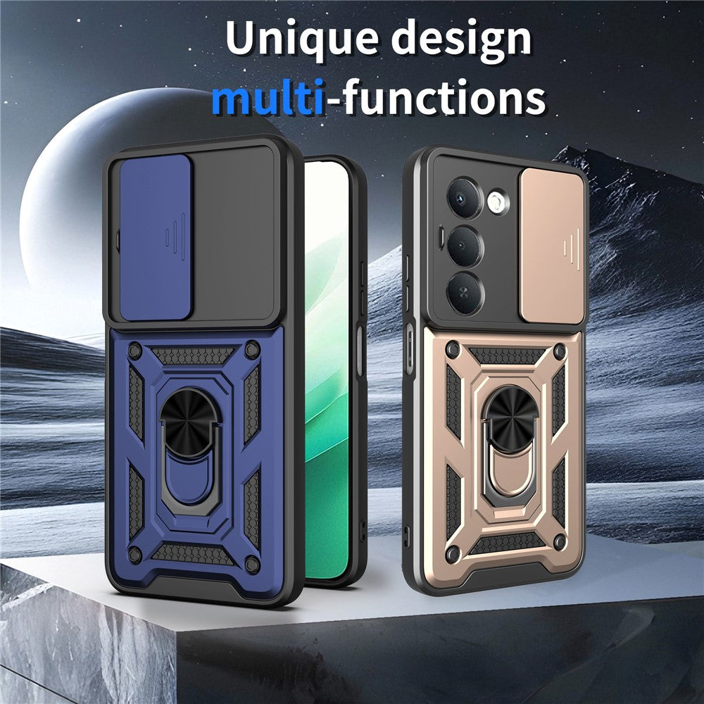 For Xiaomi Redmi 15 4G (EU) (171mm) Case with Slide Camera Lid PC + TPU Kickstand Phone Cover