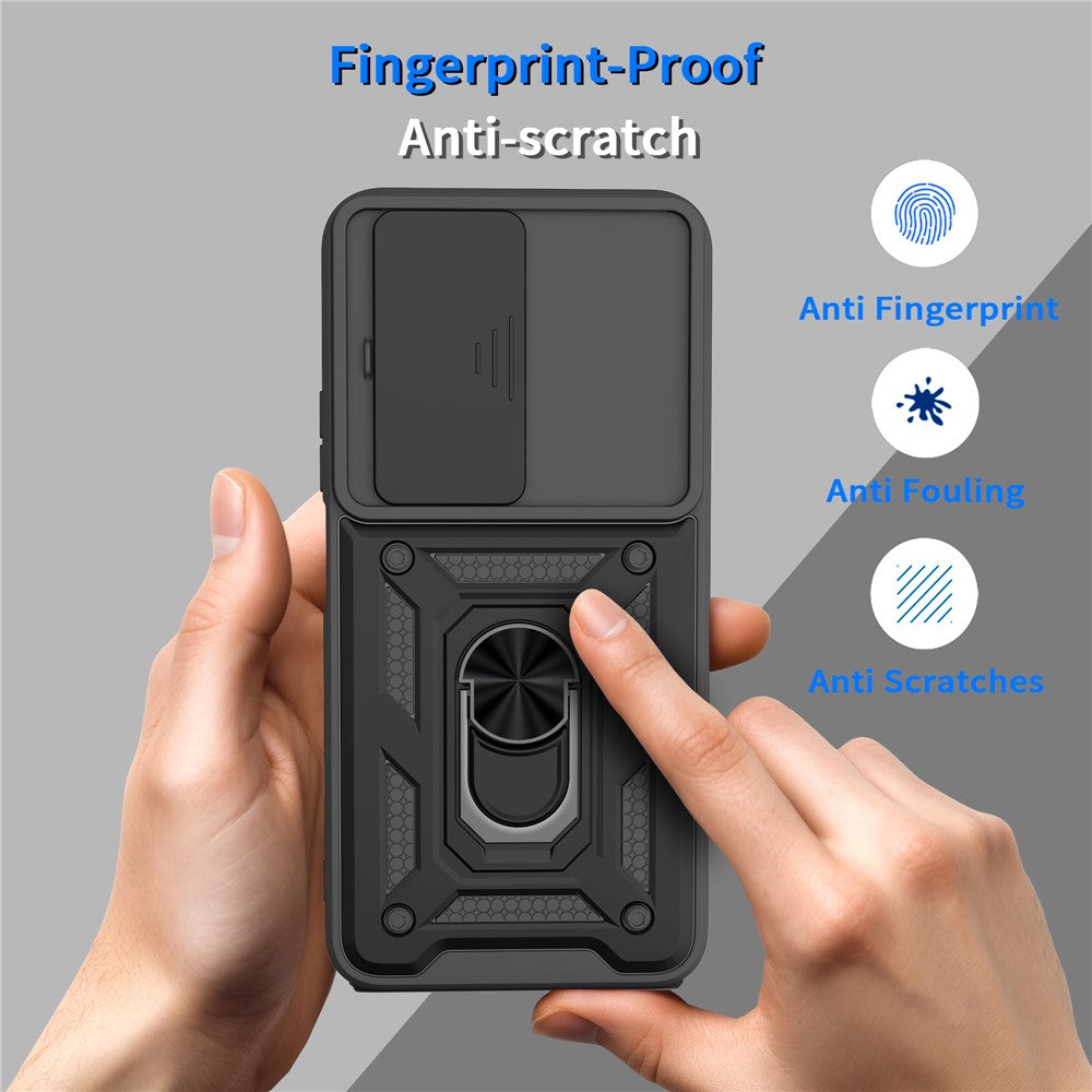 For Xiaomi Redmi 15 4G (EU) (171mm) Case with Slide Camera Lid PC + TPU Kickstand Phone Cover