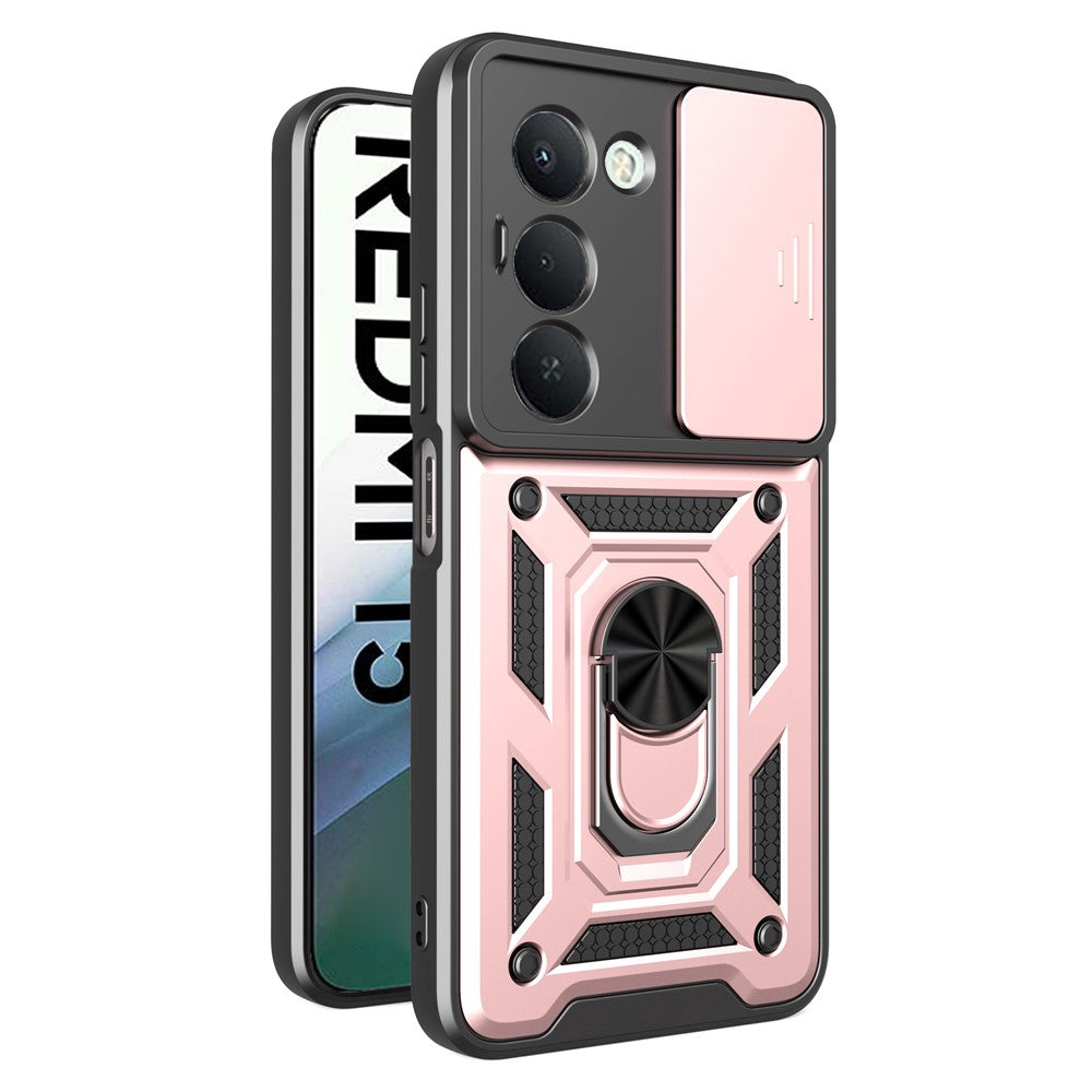 For Xiaomi Redmi 15 4G (EU) (171mm) Case with Slide Camera Lid PC + TPU Kickstand Phone Cover