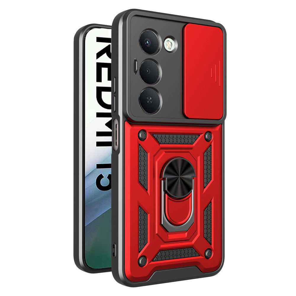 For Xiaomi Redmi 15 4G (EU) (171mm) Case with Slide Camera Lid PC + TPU Kickstand Phone Cover