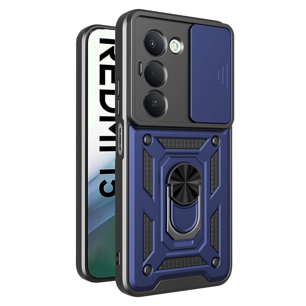 For Xiaomi Redmi 15 4G (EU) (171mm) Case with Slide Camera Lid PC + TPU Kickstand Phone Cover
