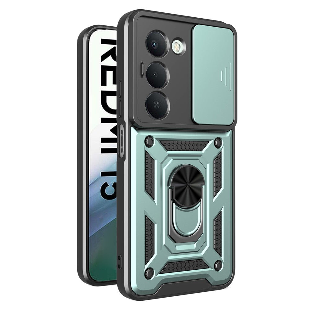 For Xiaomi Redmi 15 4G (EU) (171mm) Case with Slide Camera Lid PC + TPU Kickstand Phone Cover