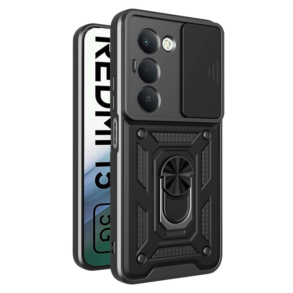 For Xiaomi Redmi 15 5G (Global) (169mm) Case with Slide Camera Lid PC + TPU Kickstand Phone Cover