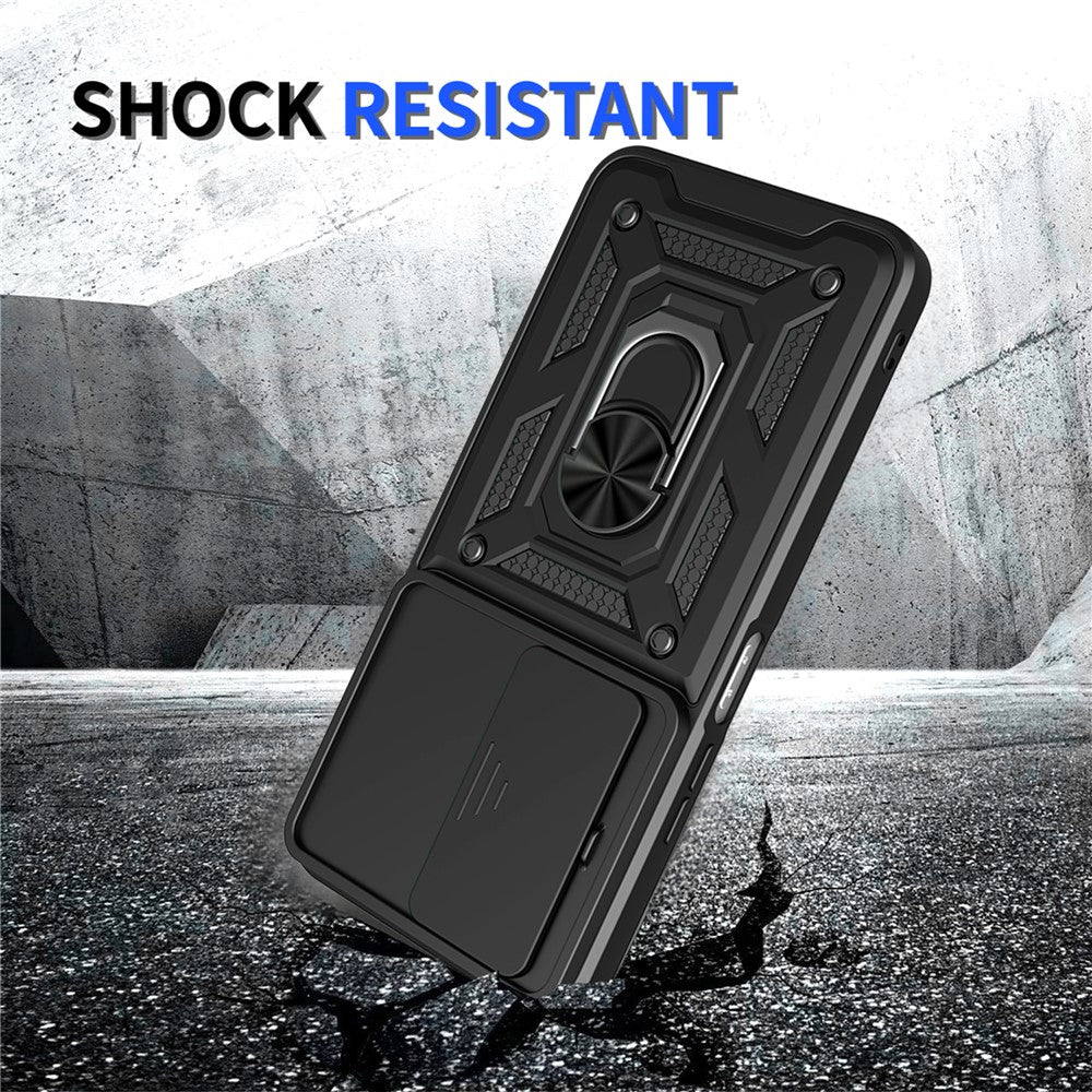 For Xiaomi Redmi 15 5G (Global) (169mm) Case with Slide Camera Lid PC + TPU Kickstand Phone Cover