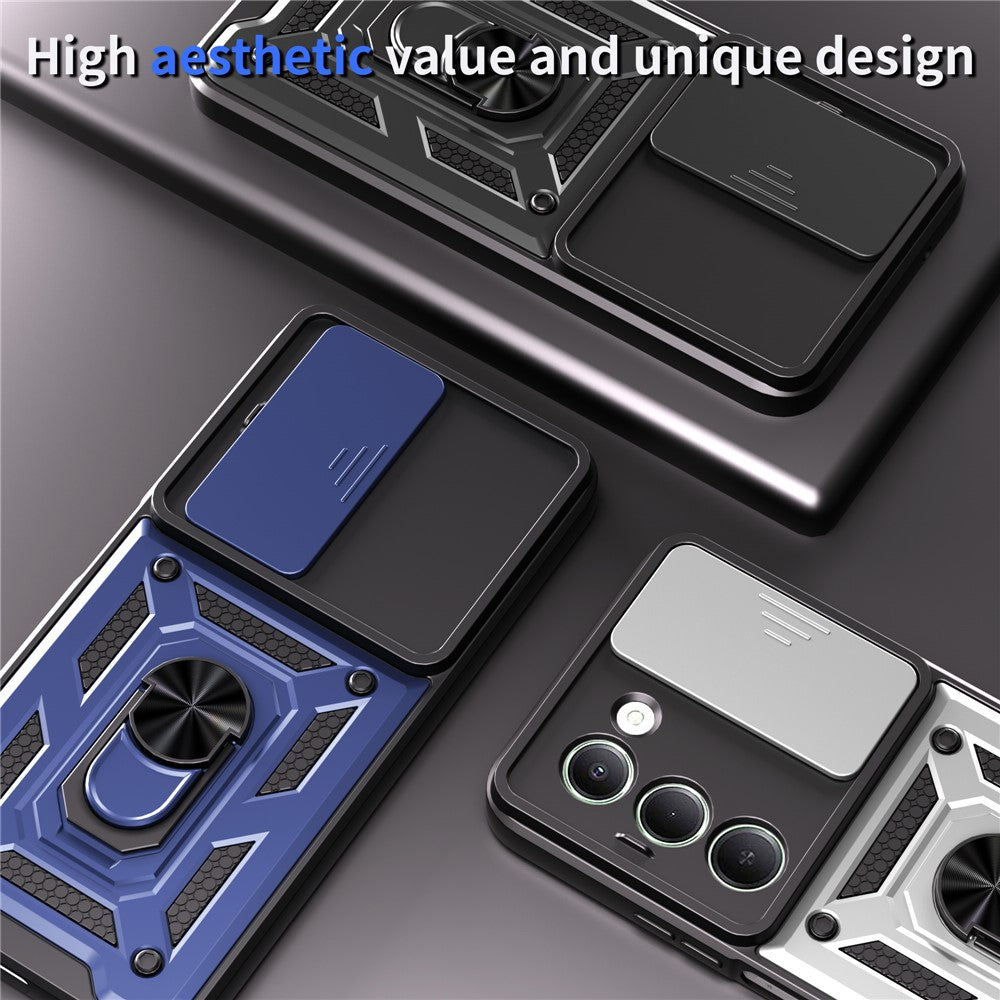 For Xiaomi Redmi 15 5G (Global) (169mm) Case with Slide Camera Lid PC + TPU Kickstand Phone Cover
