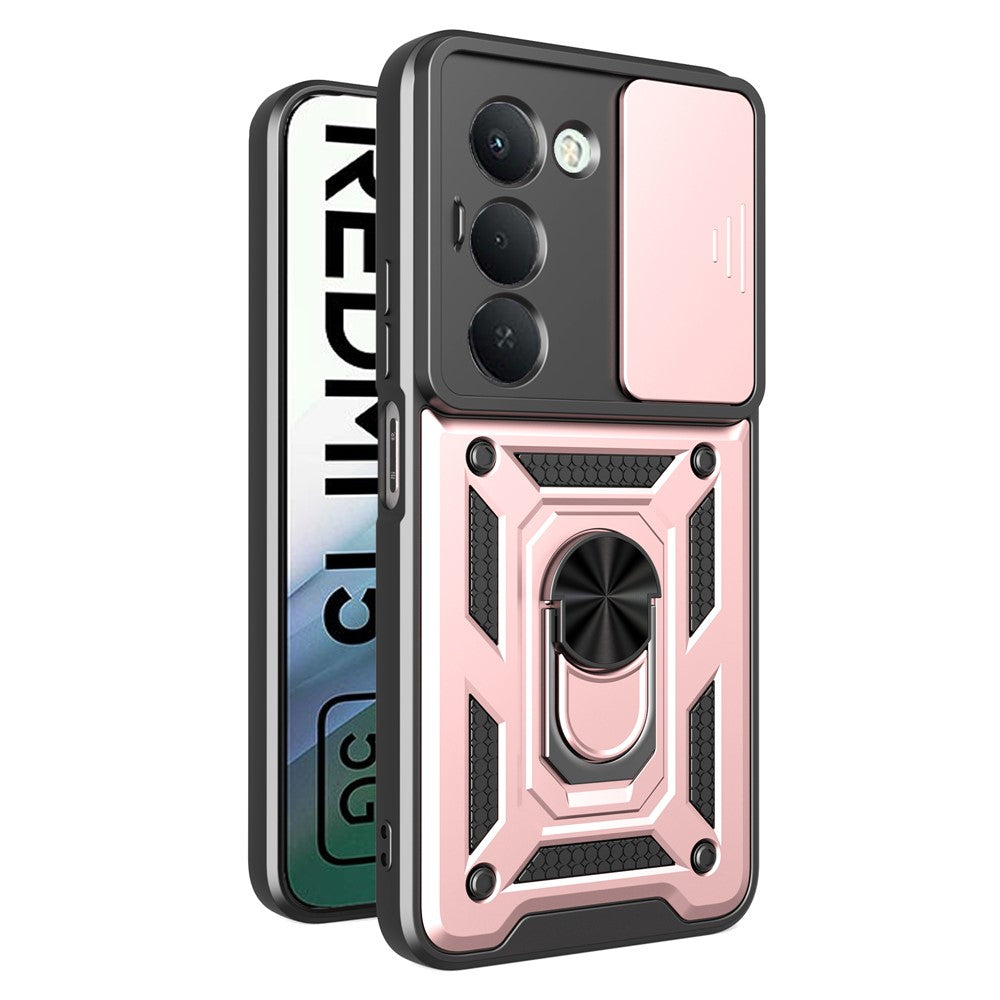 For Xiaomi Redmi 15 5G (Global) (169mm) Case with Slide Camera Lid PC + TPU Kickstand Phone Cover