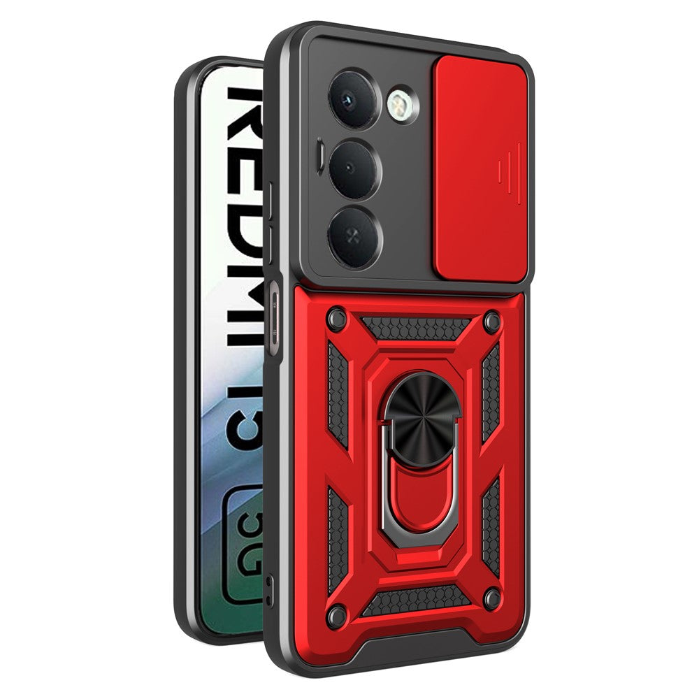 For Xiaomi Redmi 15 5G (Global) (169mm) Case with Slide Camera Lid PC + TPU Kickstand Phone Cover