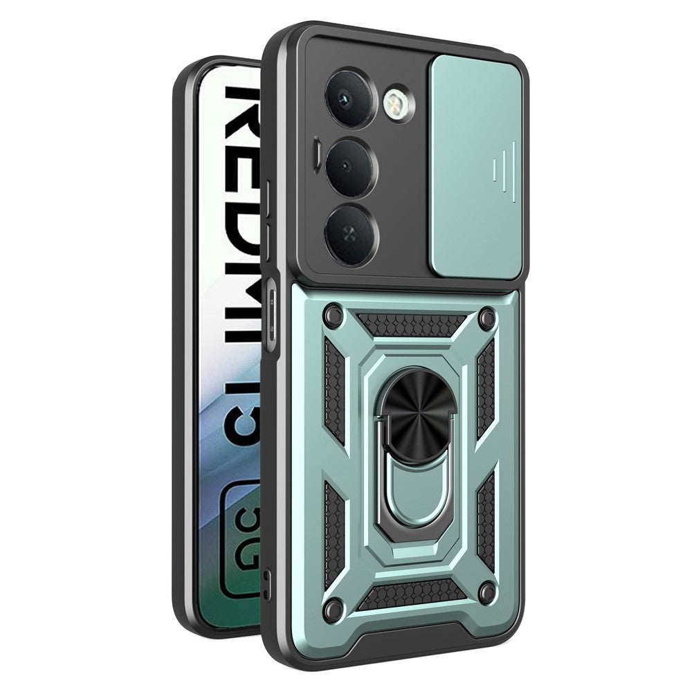 For Xiaomi Redmi 15 5G (Global) (169mm) Case with Slide Camera Lid PC + TPU Kickstand Phone Cover