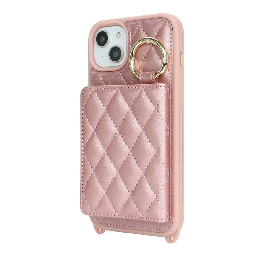 iPhone 15 Plus / 14 Plus Wallet-Hülle – Gitter-Design mit Kartenfach & RFID-Schutz