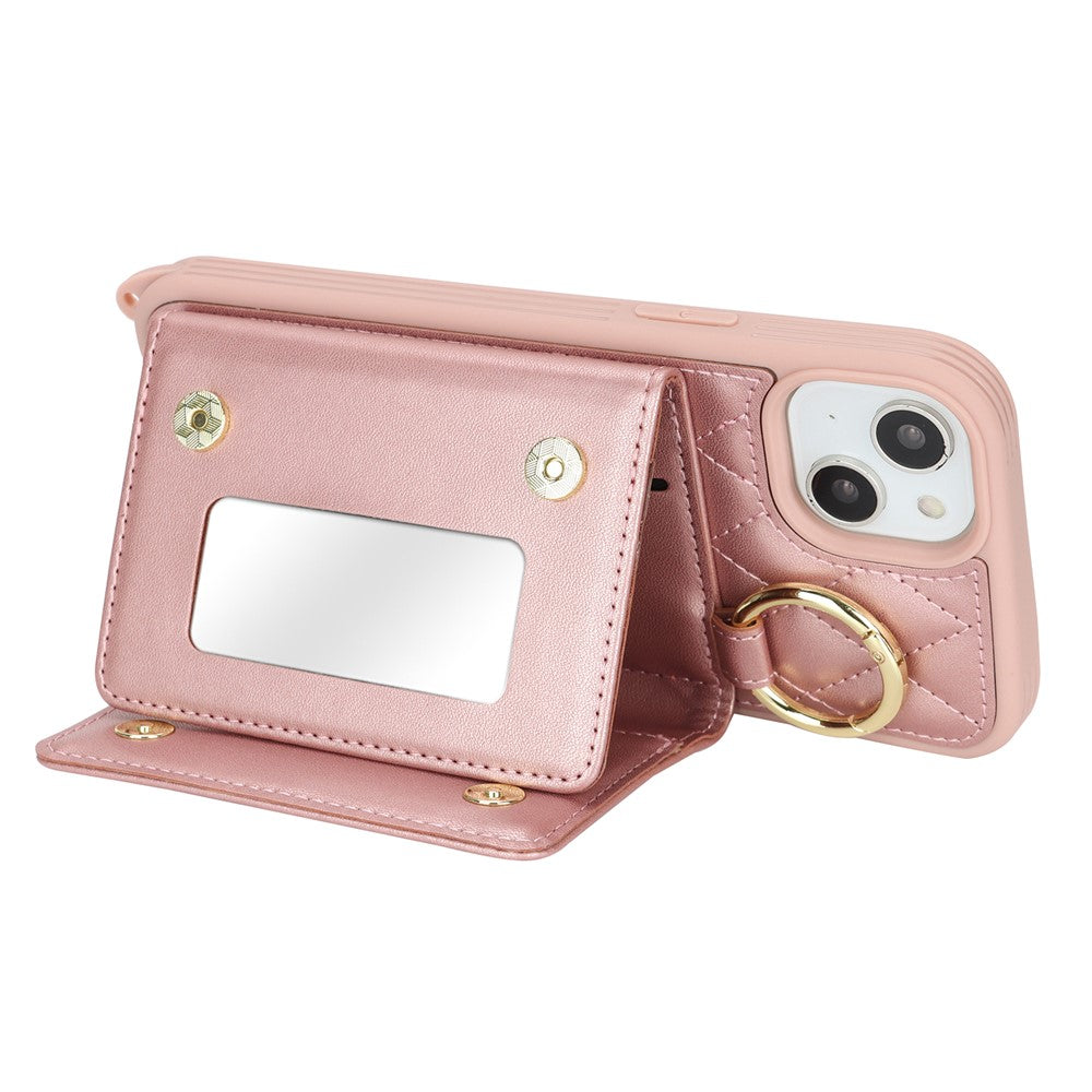 iPhone 15 Plus / 14 Plus Wallet-Hülle – Gitter-Design mit Kartenfach & RFID-Schutz