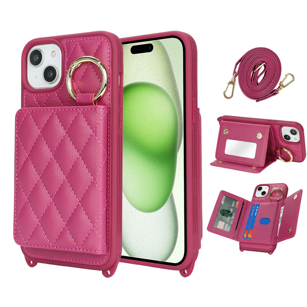 iPhone 15 Plus / 14 Plus Wallet-Hülle – Gitter-Design mit Kartenfach & RFID-Schutz