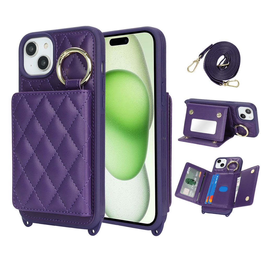 iPhone 15 Plus / 14 Plus Wallet-Hülle – Gitter-Design mit Kartenfach & RFID-Schutz
