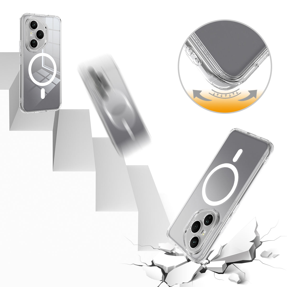 Honor 400 Pro 5G (Global) Transparente Handyhülle – Magnetisch, aus TPU- & Acryl-Rückseite