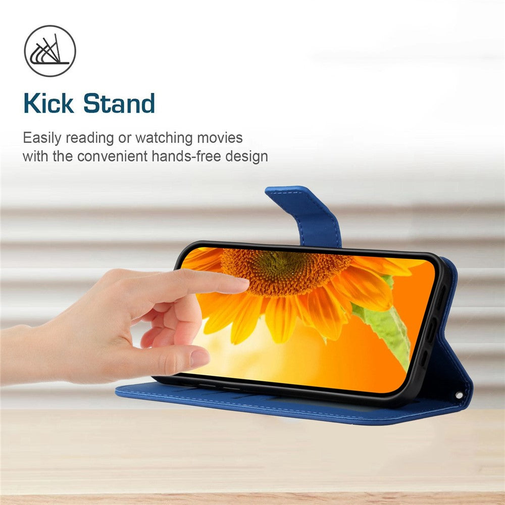 For Honor 70 5G Anti-drop Imprinted Sunflower PU Leather Wallet Phone Case Skin-touch Stand Magnetic Closure Cell Phone Cover with Shoulder Strap