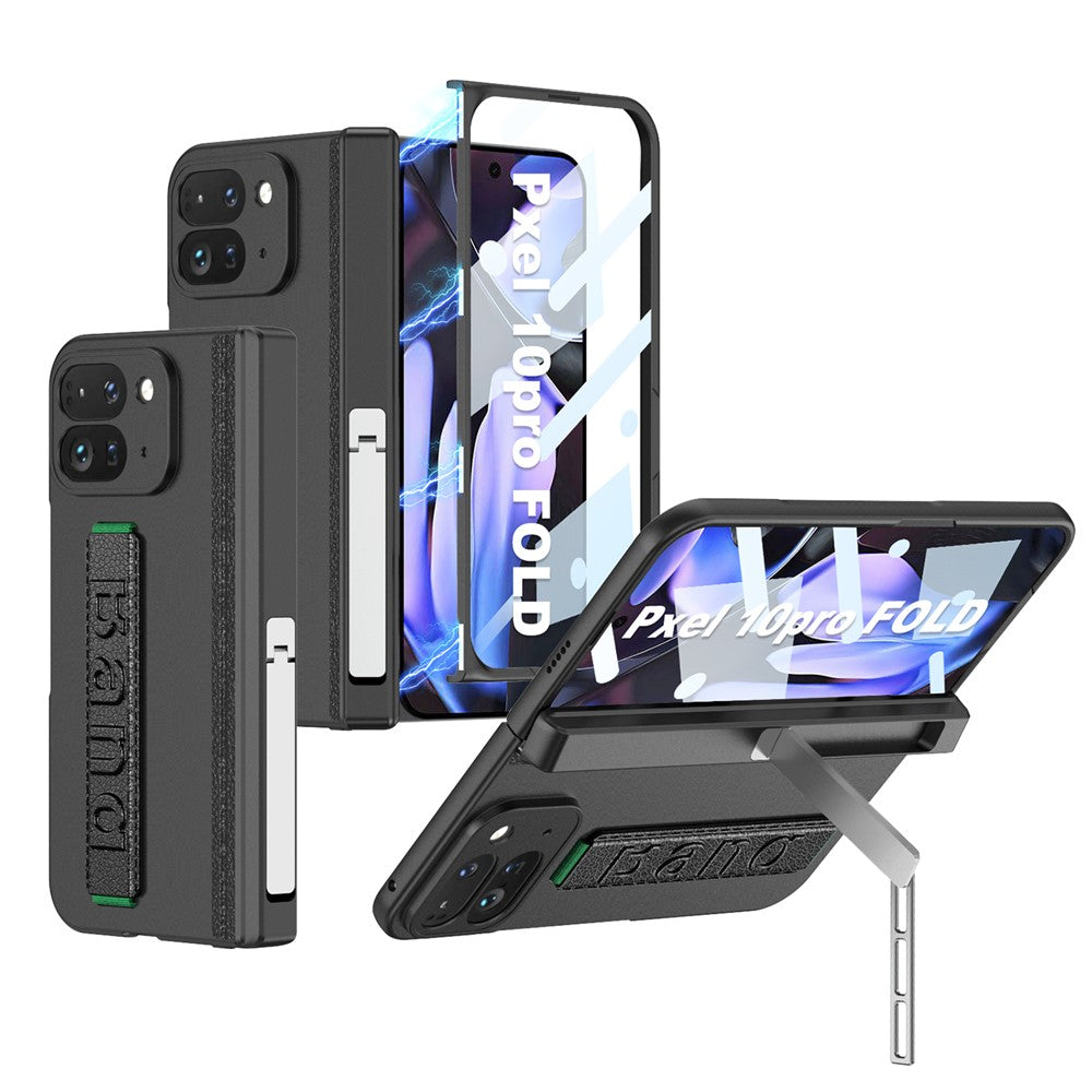 GKK For Google Pixel 10 Pro Fold Case with Hand Strap / Tempered Glass Film Magnetic Hinge Protection PC Phone Shell