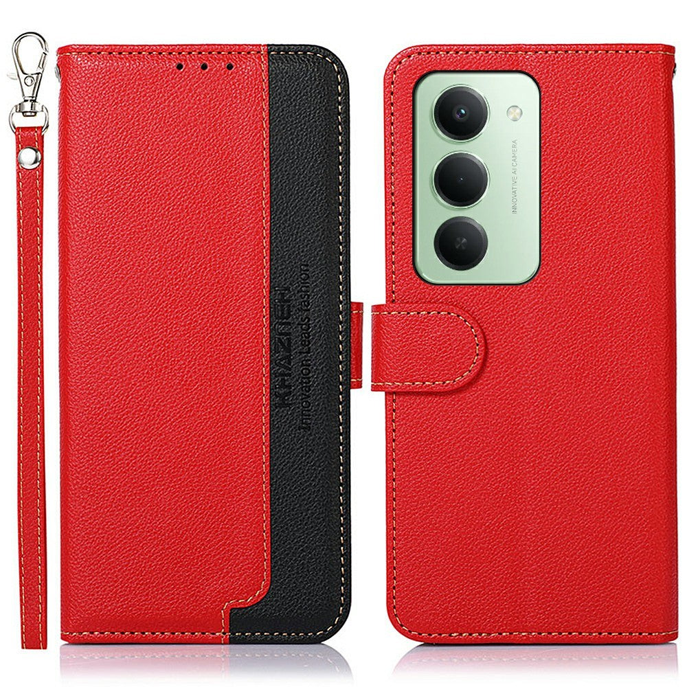 KHAZNEH For Xiaomi Redmi 15 4G (EU) (171mm) Case RFID Blocking Wallet Litchi Texture PU Leather Phone Cover with Strap