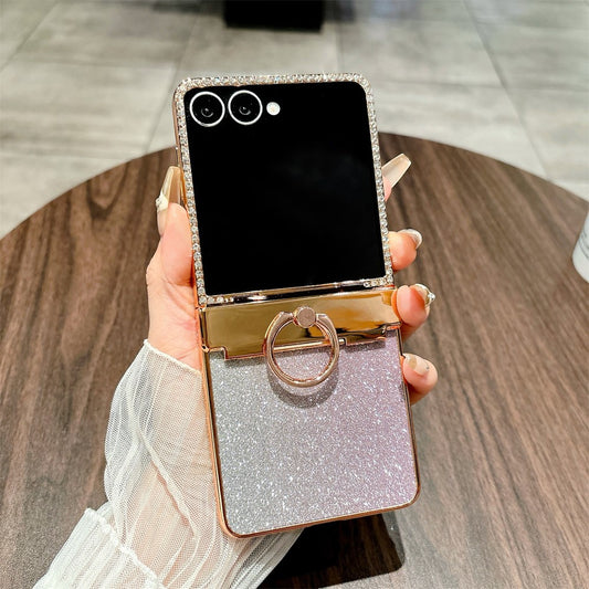 Galaxy Z Flip7 5G – Handyhülle aus Kunststoff, mit Strassverzierung, mit Glitzer