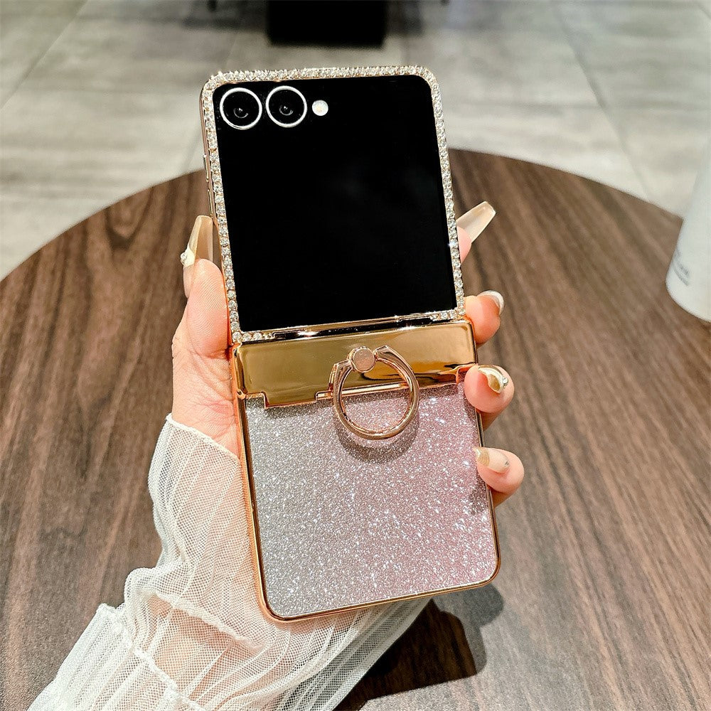For Samsung Galaxy Z Flip7 5G Case Glitter Design Rhinestone Decor Hard PC Phone Cover