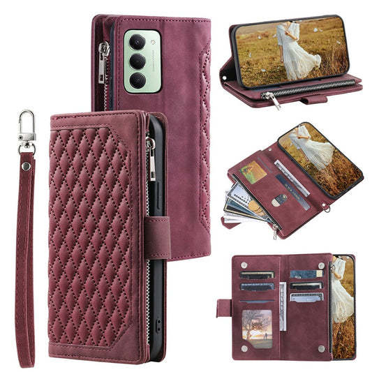 Xiaomi Redmi 15 4G (EU) (171mm) / Xiaomi Redmi 15 5G (EU) (171mm) Wallet-Handyhülle – 4G (EU) (171 mm) Rautensteppung Line PU-Leder- mit Handschlaufe