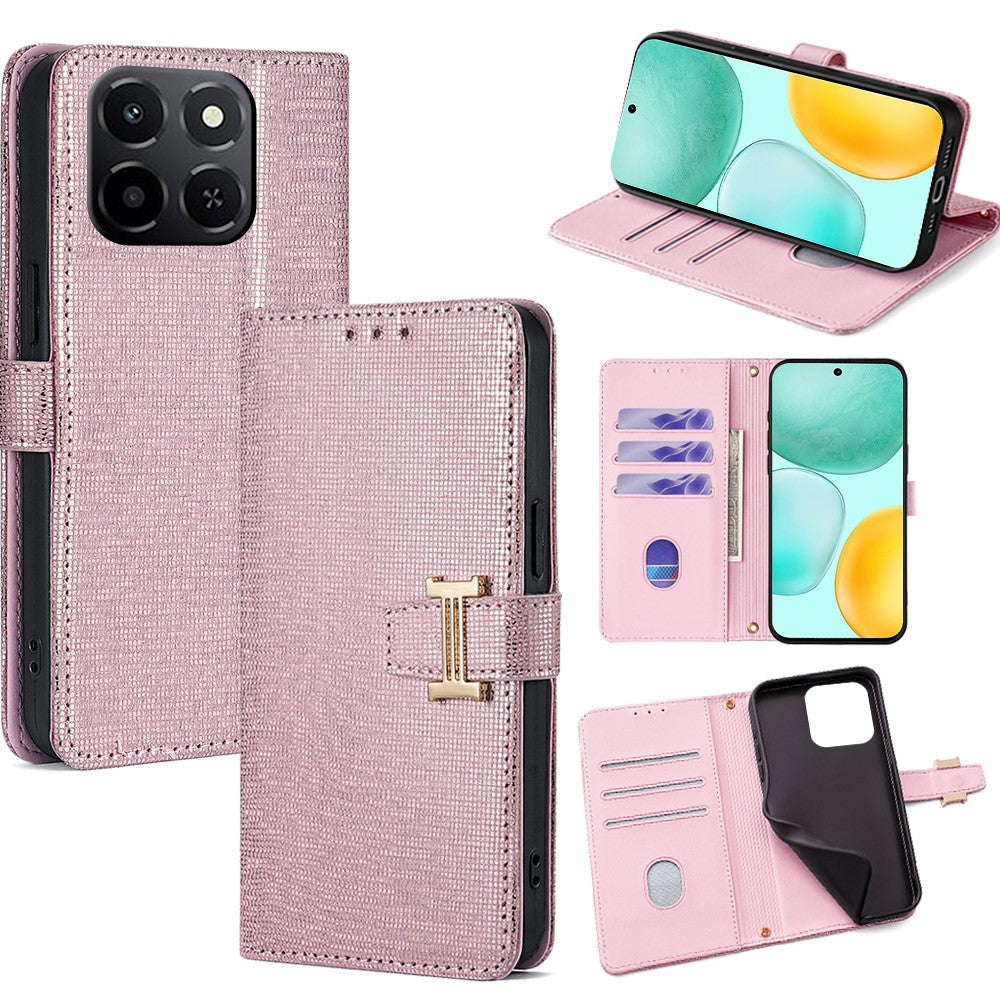 For Honor X6c 4G Case Metal I-Buckle PU Leather Wallet Phone Cover