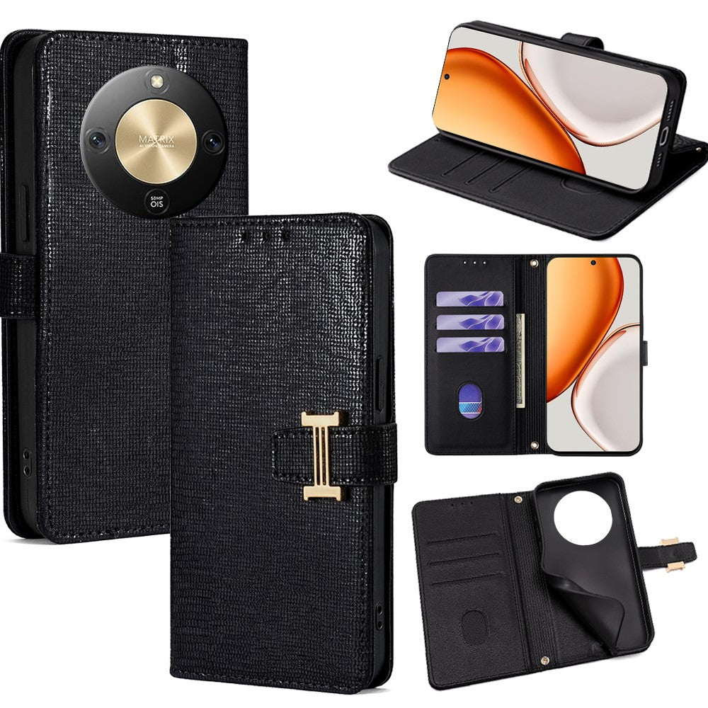 For Honor Magic8 Lite 5G / X9d 5G / X70 5G Case Metal I-Buckle PU Leather Wallet Phone Cover