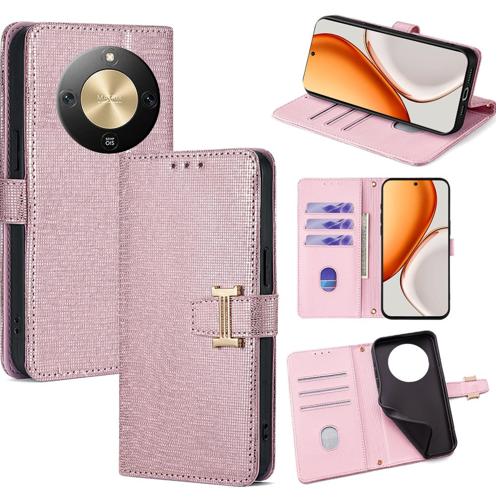 For Honor Magic8 Lite 5G / X9d 5G / X70 5G Case Metal I-Buckle PU Leather Wallet Phone Cover