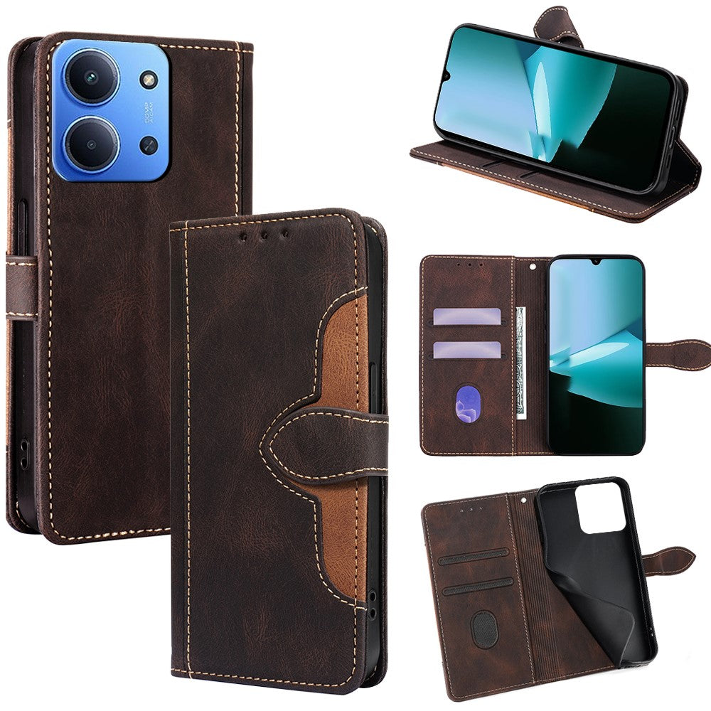 Leather Case for Xiaomi Redmi 15C 4G (EU) (173mm) / 15C 5G (EU) (173mm) / Poco C85 4G (173mm) Wallet Phone Cover with Straw Hat Magnetic Clasp