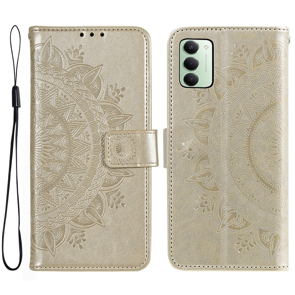 For Xiaomi Redmi 15 5G (Global) (169mm) Stand Case Imprinted Totem PU Leather Wallet Phone Cover with Wrist Strap
