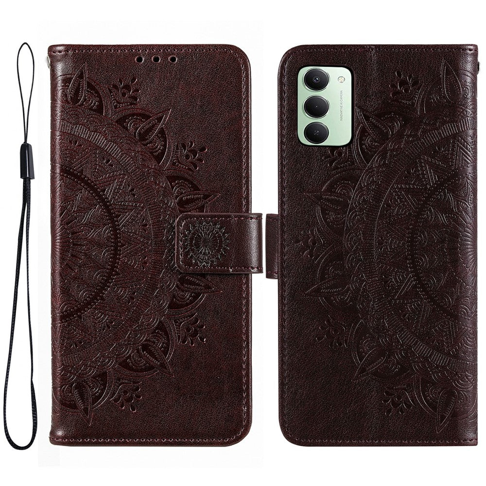 For Xiaomi Redmi 15 5G (Global) (169mm) Stand Case Imprinted Totem PU Leather Wallet Phone Cover with Wrist Strap