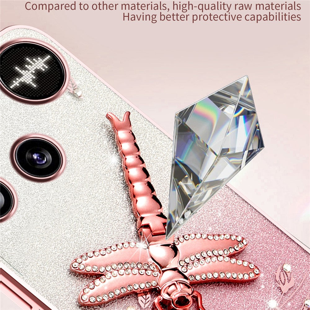 KADEM For Nothing Phone (3) 5G Case Dragonfly Kickstand TPU Flowers Glitter Phone Cover