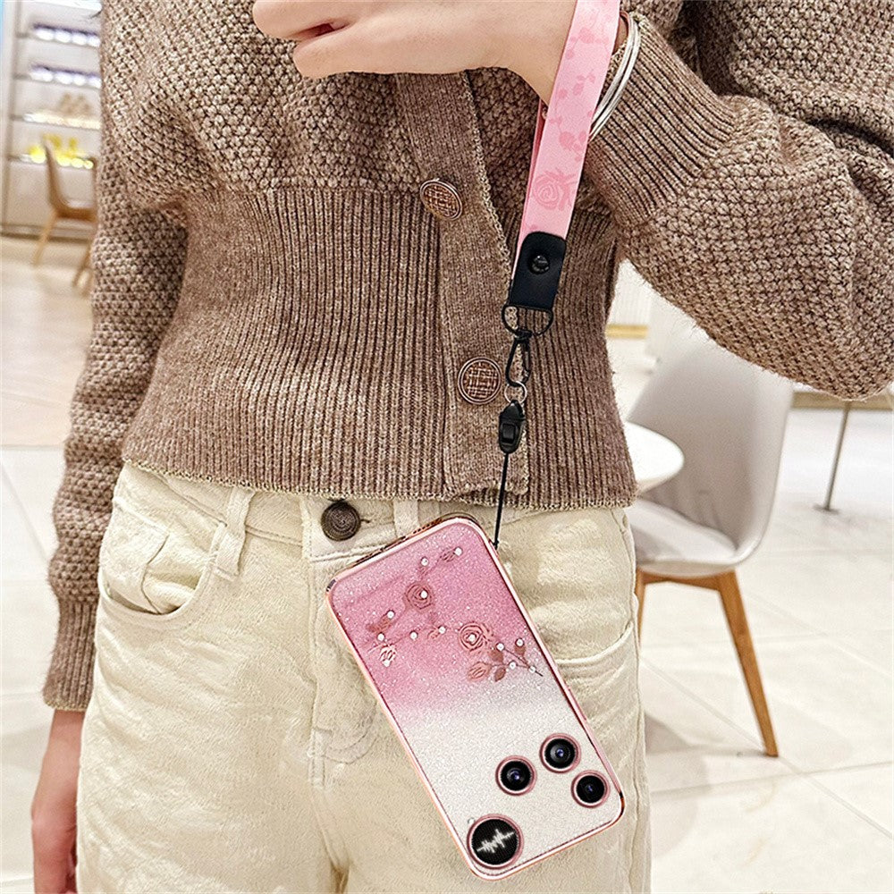 KADEM For Nothing Phone (3) 5G Case Flower Pattern TPU Gradient Phone Cover with Lanyards