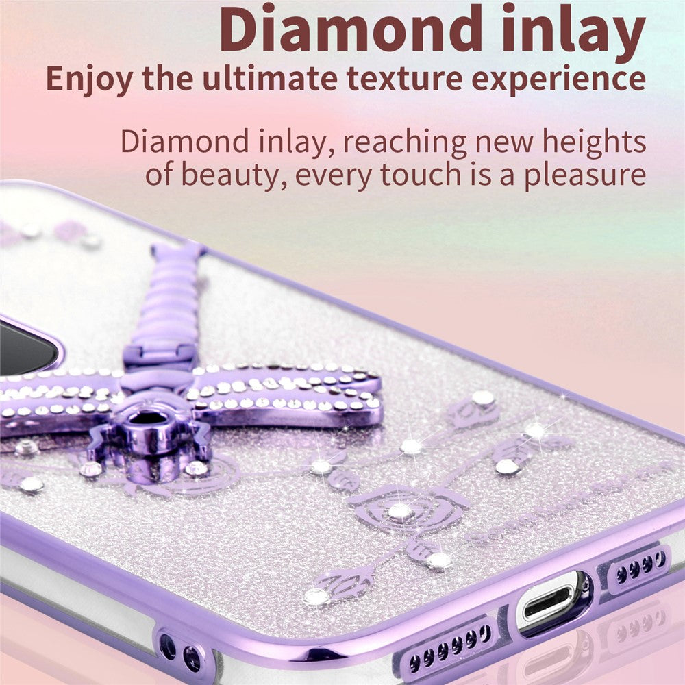 KADEM For Xiaomi Redmi 15 4G (EU) (171mm) Case Dragonfly Kickstand TPU Flowers Glitter Phone Cover
