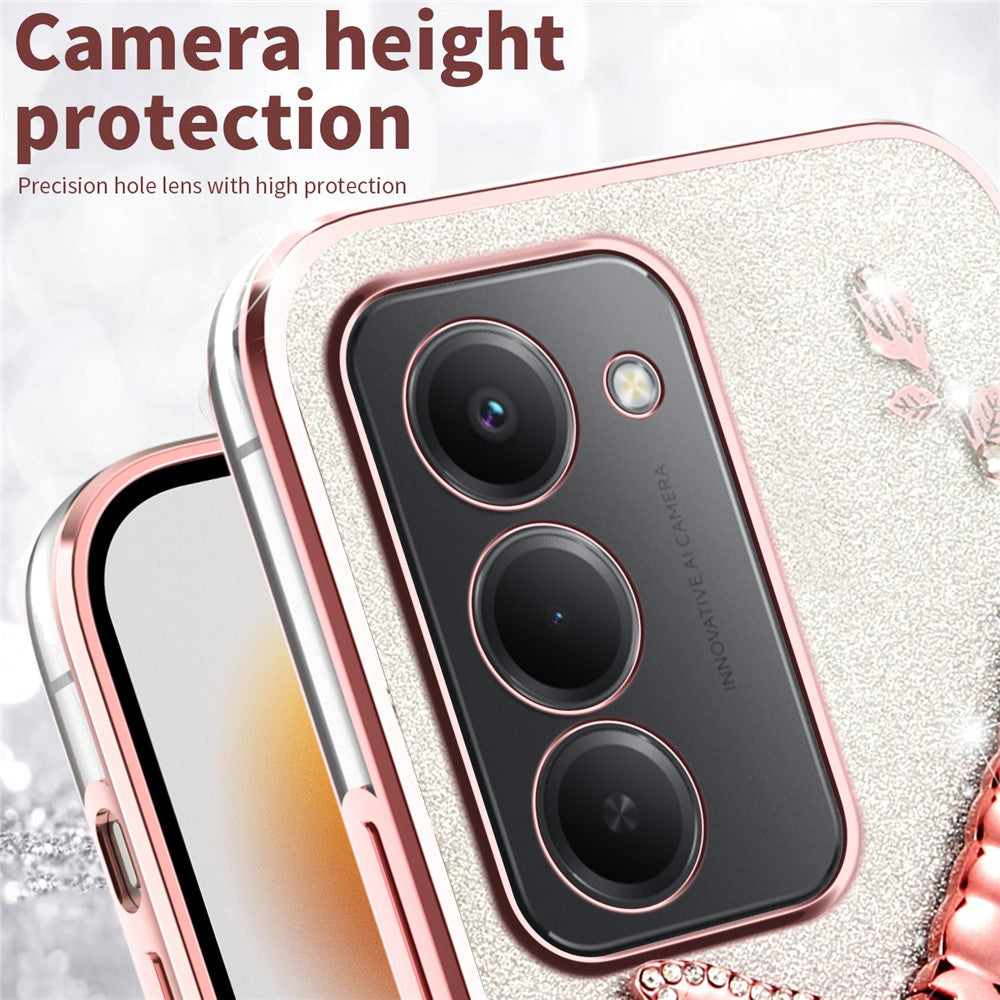 KADEM For Xiaomi Redmi 15 4G (EU) (171mm) Case Dragonfly Kickstand TPU Flowers Glitter Phone Cover