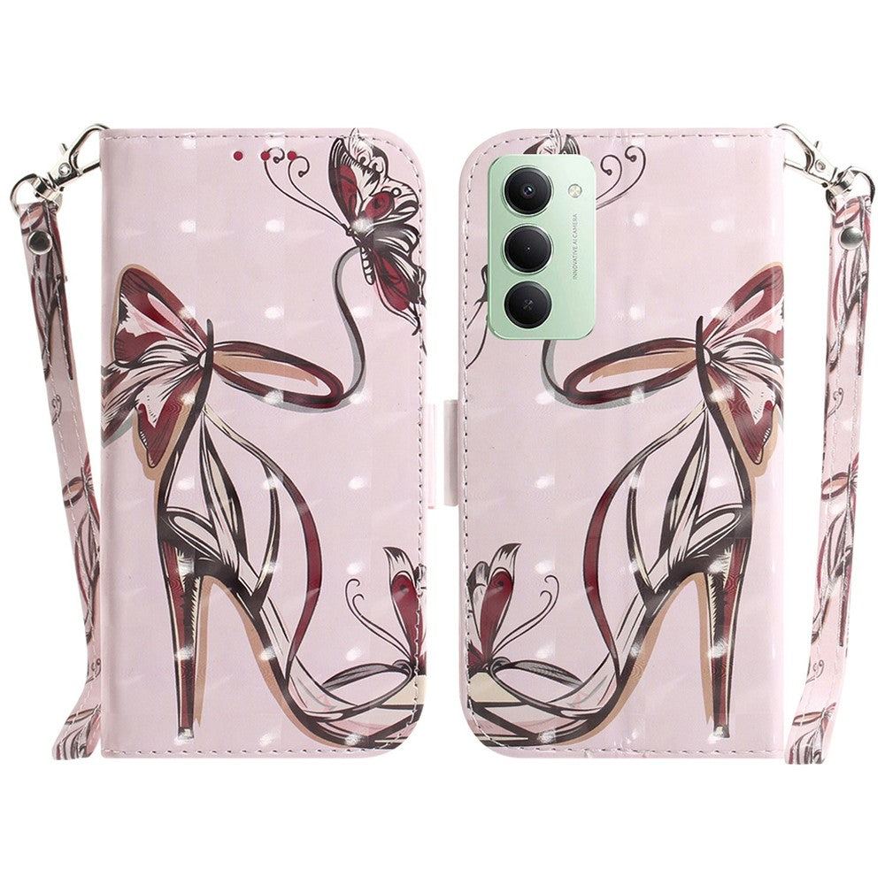 For Xiaomi Redmi 15 4G (EU) (171mm) Case Pattern Printing Leather Wallet Phone Cover with Wrist Strap
