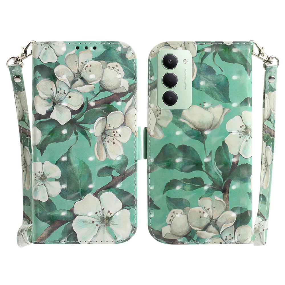 For Xiaomi Redmi 15 4G (EU) (171mm) Case Pattern Printing Leather Wallet Phone Cover with Wrist Strap