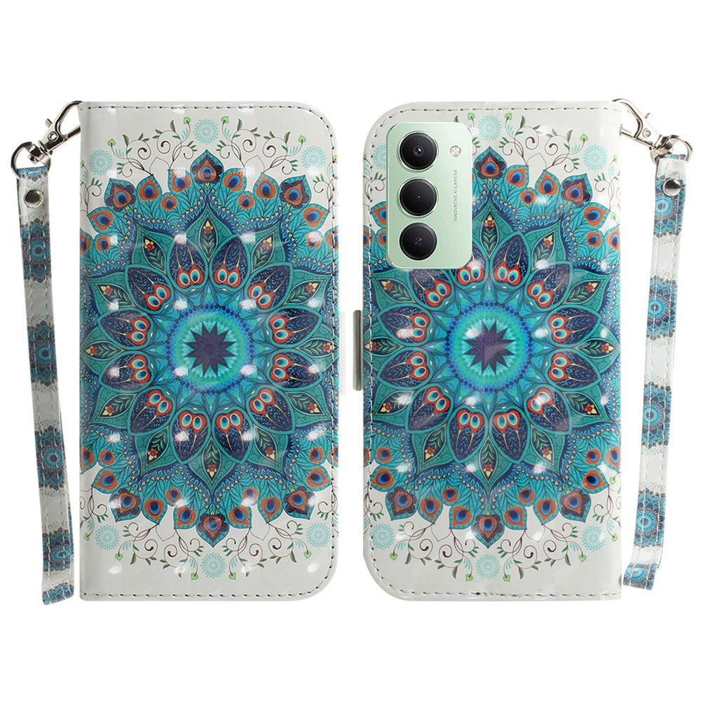 For Xiaomi Redmi 15 4G (EU) (171mm) Case Pattern Printing Leather Wallet Phone Cover with Wrist Strap