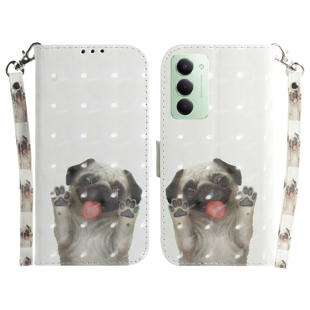 For Xiaomi Redmi 15 4G (EU) (171mm) Case Pattern Printing Leather Wallet Phone Cover with Wrist Strap