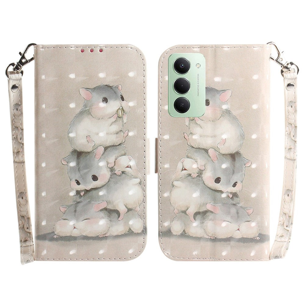 For Xiaomi Redmi 15 4G (EU) (171mm) Case Pattern Printing Leather Wallet Phone Cover with Wrist Strap