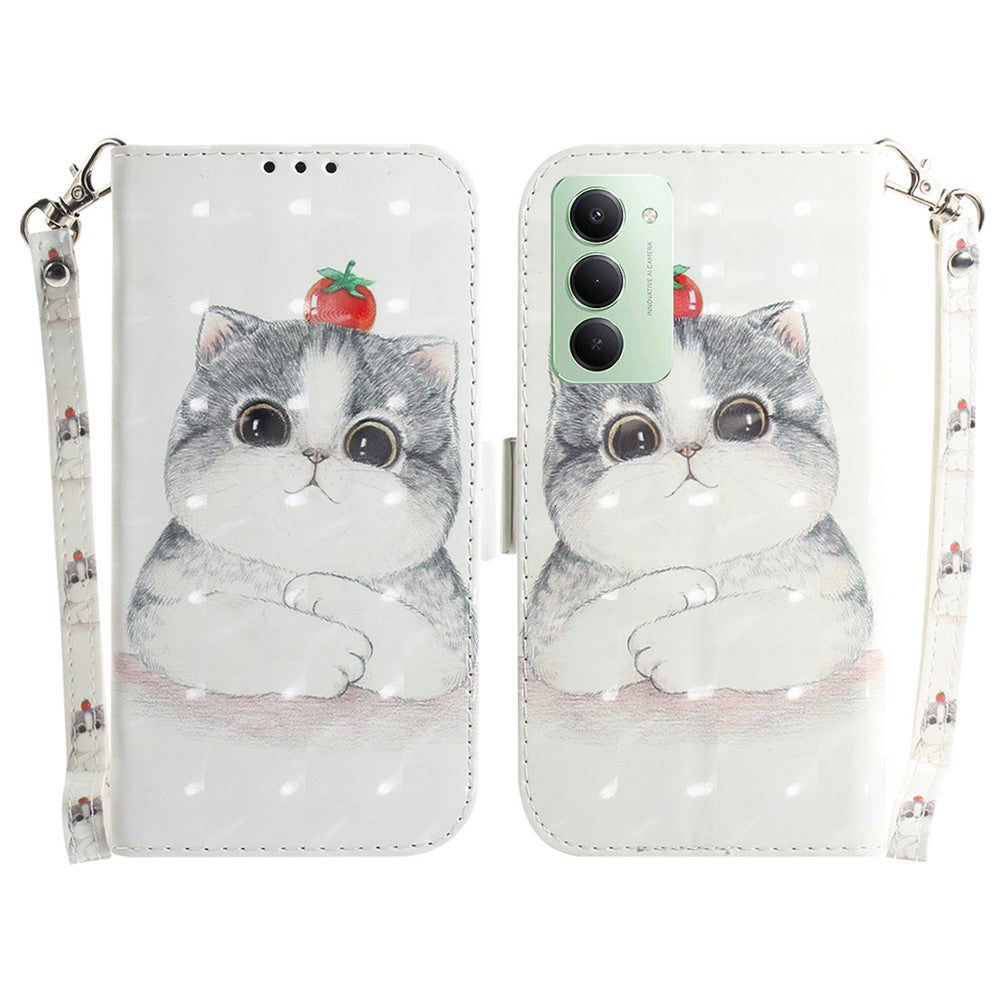 For Xiaomi Redmi 15 4G (EU) (171mm) Case Pattern Printing Leather Wallet Phone Cover with Wrist Strap