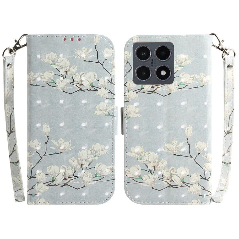 For Xiaomi 15T Case Pattern Printing Leather Wallet Phone Cover with Wrist Strap