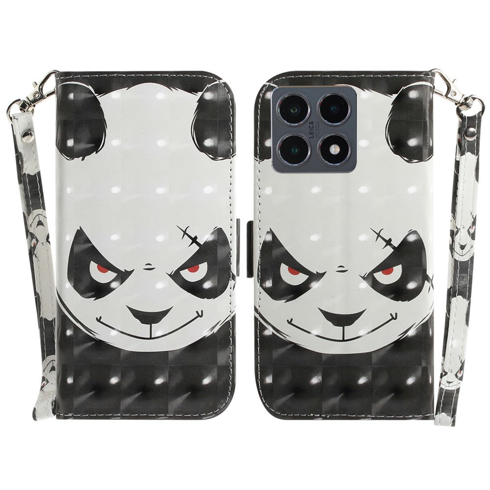 For Xiaomi 15T Case Pattern Printing Leather Wallet Phone Cover with Wrist Strap