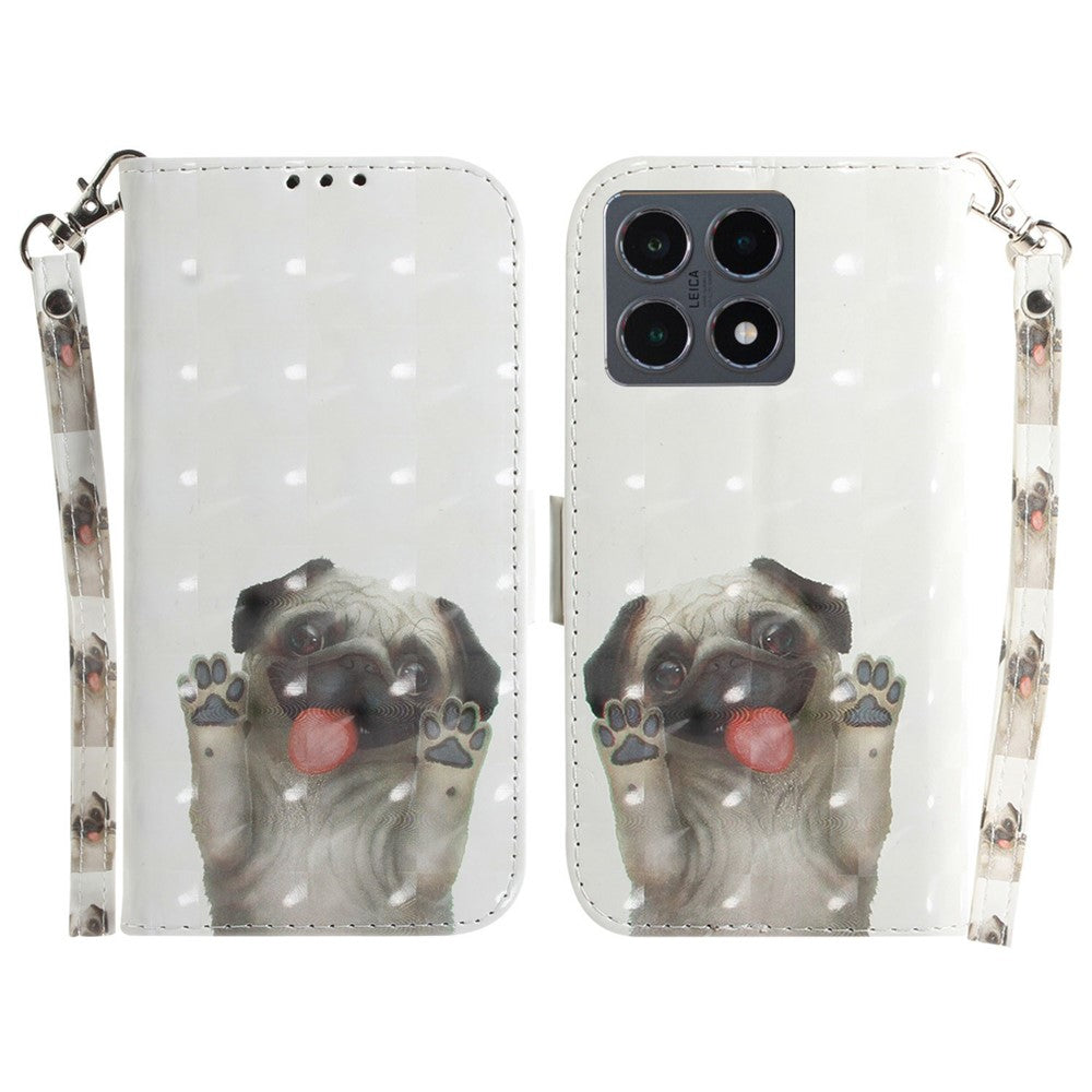 For Xiaomi 15T Case Pattern Printing Leather Wallet Phone Cover with Wrist Strap