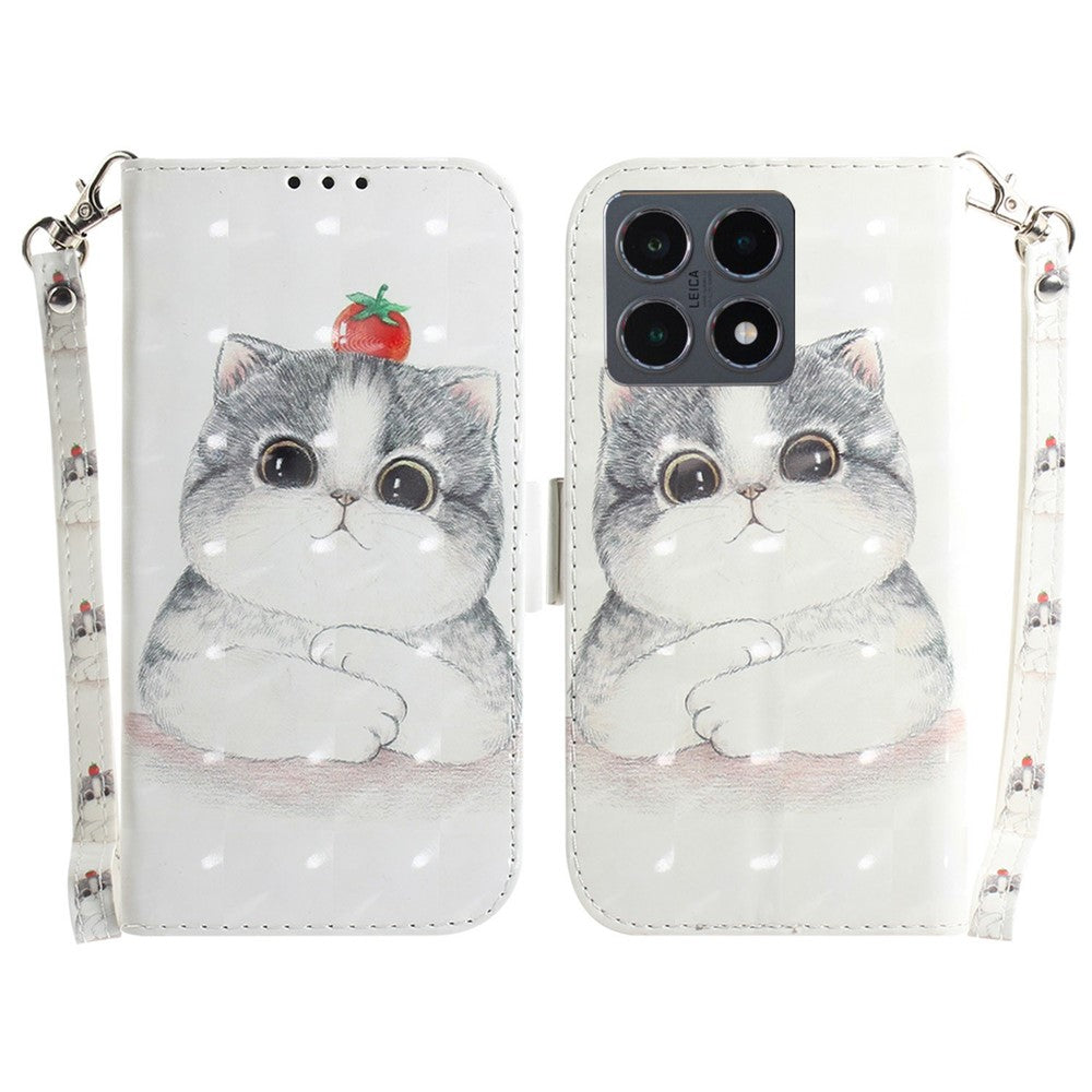 For Xiaomi 15T Case Pattern Printing Leather Wallet Phone Cover with Wrist Strap