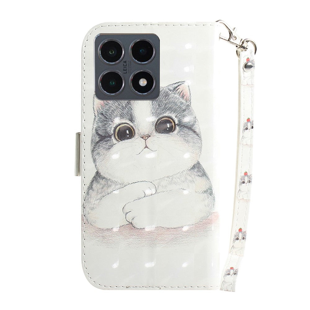 For Xiaomi 15T Case Pattern Printing Leather Wallet Phone Cover with Wrist Strap