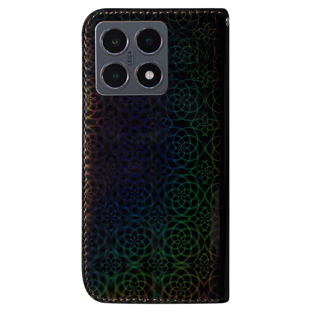 For Xiaomi 15T Stand Case Dazzling Flower Leather Phone Cover with Wrist Strap